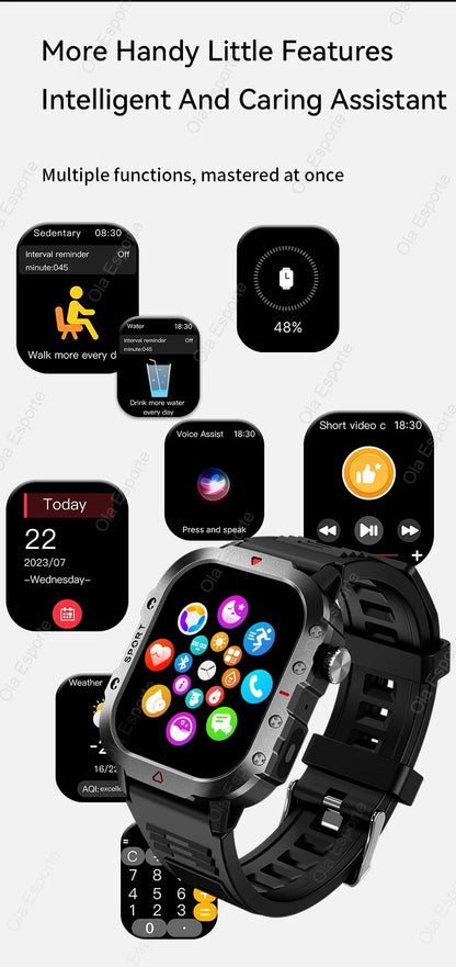 Military GPS Smart Watches For Men Flashlight Waterproof Outdoor Sport Tracker Bluetooth Call Smartwatch Man Women 2025 Pk h12