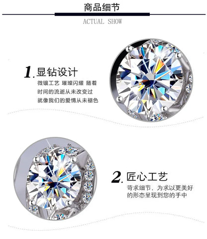 Women's PT950 Platinum Wedding Ring, Sansheng Sanshi Theme, Full Moissanite 5Ct Crown Pigeon Egg Design