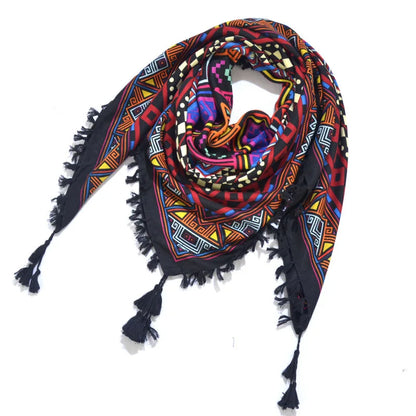 Scarf Winter Women Ladies Bohemian Print Shawl Russian Ethnic Wraps Tassel Scarves Bufanda Mujer Foulard Femme Square