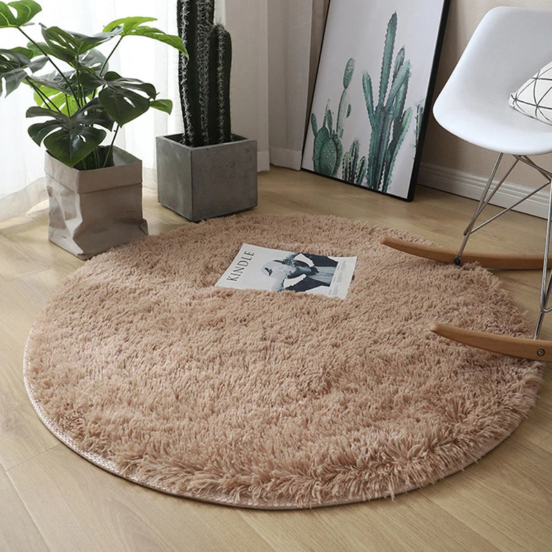 New Fluffy Wool Rug Living Room Carpets Faux Fur Round Mat Kids Room Long Plush Rugs Home Bedroom Decor Shaggy Carpet