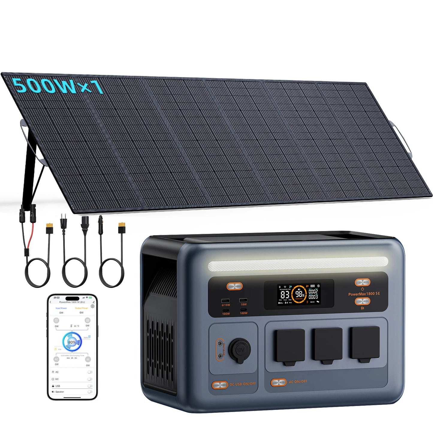 OSCAL PowerMax 1800 SE Portable Power Station,1024Wh LiFePO4 Solar Generator, 1800W Pure Sine Wave AC Output, 800W Solar Fast Charge App Control Solar Generator for Home Camping Emergency, Optional 500W Solar Panel