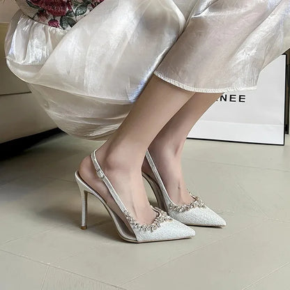 Luxury Designer Women Shoes Exquisite Rhinestone High Heeled Sandals for Woman Elegant French Style Casual Shoes Sandalias Mujer