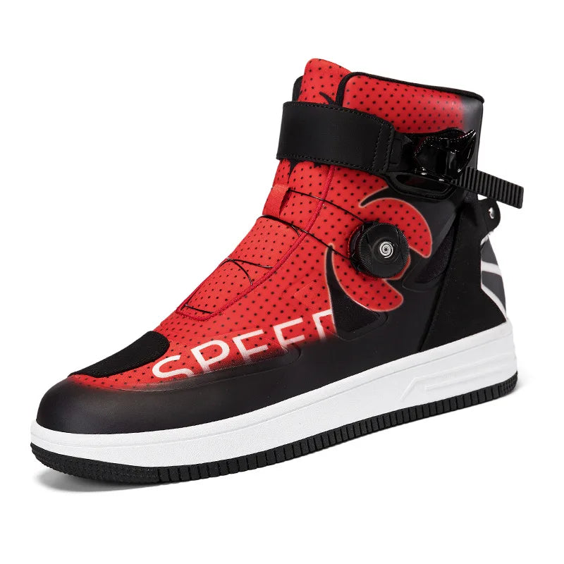 Man Studded Boots Waterproof Motorcycle Shoes Wear-Resistant Motocross Boots Anti-Fall Motorcycle Equipment Motorcycle Boots
