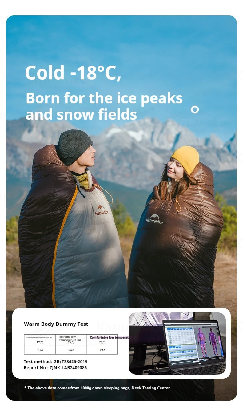 Naturehike Snowbird Mummy Sleeping Bag SP400/SP550/SP700/SP1000 for Outdoor Hiking Travel Winter Warm Duck Down Sleeping Bag