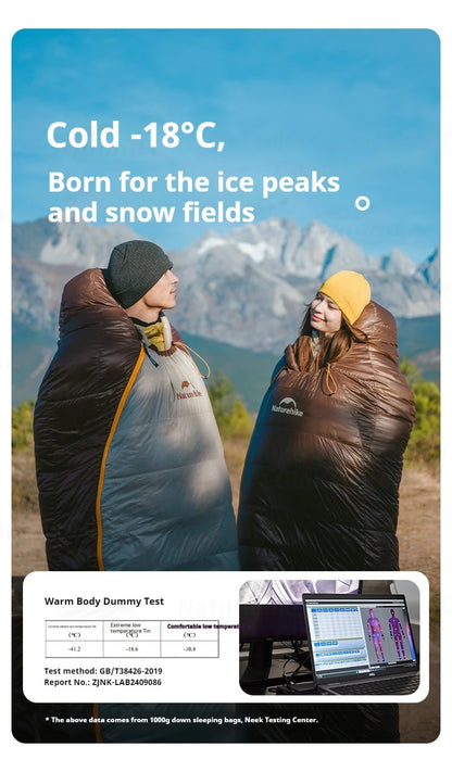 Naturehike Snowbird Mummy Sleeping Bag SP400/SP550/SP700/SP1000 for Outdoor Hiking Travel Winter Warm Duck Down Sleeping Bag
