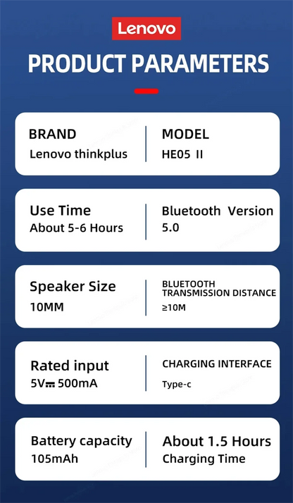 Lenovo Bluetooth Earphones HE05X Wireless Earbuds Magnetic Neckband Earphone Waterproof Sport Headset Mic Noise Cancelling