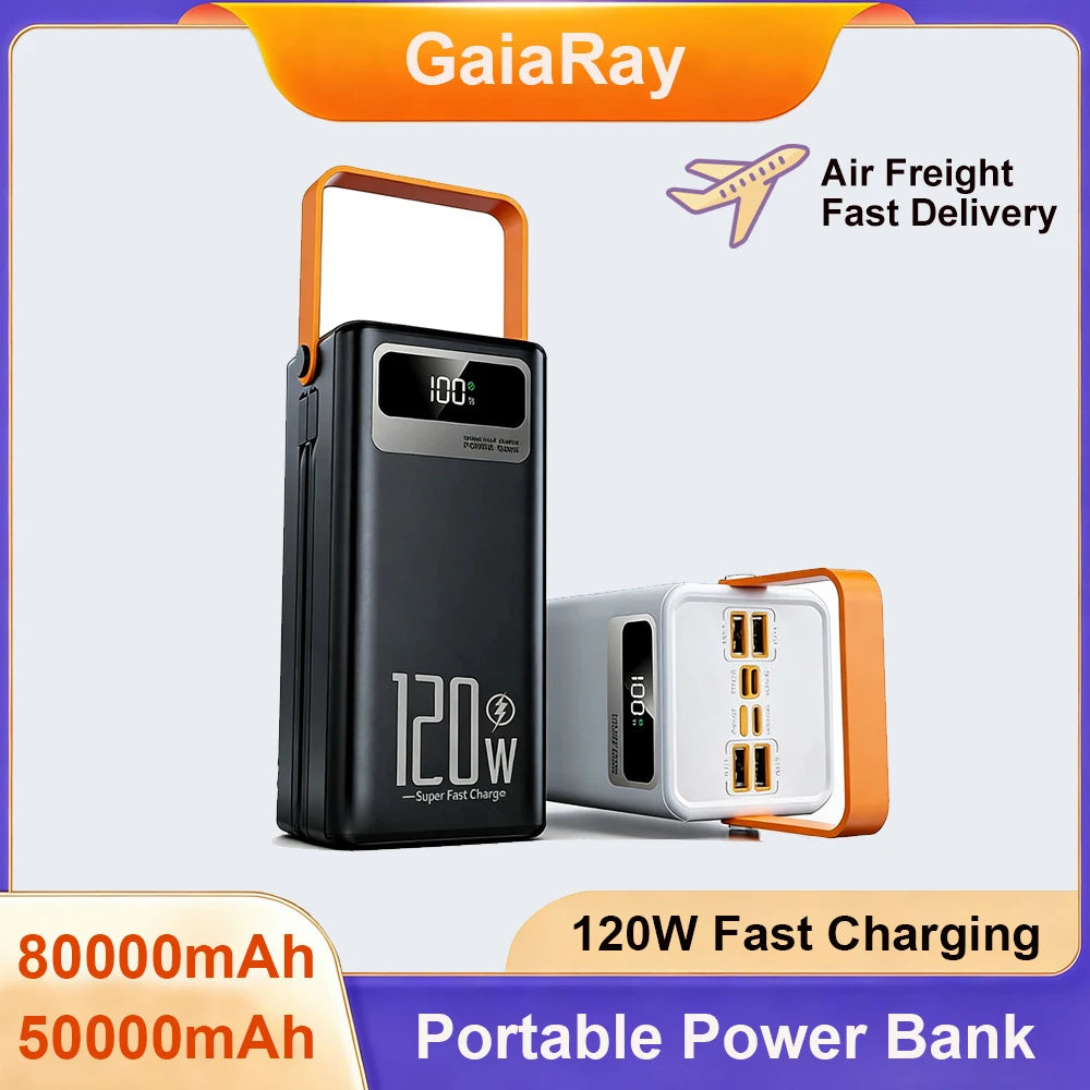 Gaiaray 80000mAh 50000mAh Portable Power Bank Fast Charging Power Station Emergency Power Bank Solar Generator For Camping Phone