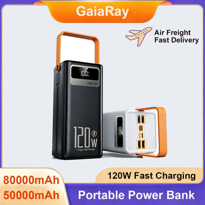 Gaiaray 80000mAh 50000mAh Portable Power Bank Fast Charging Power Station Emergency Power Bank Solar Generator For Camping Phone