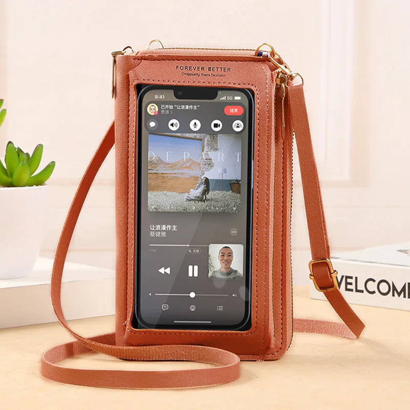 Women Crossbody Bags Touch Screen Cell Phone Purse 2023 Fashion Shoulder Bag Mobile Mini Wallet Card Holder Handbag for Female