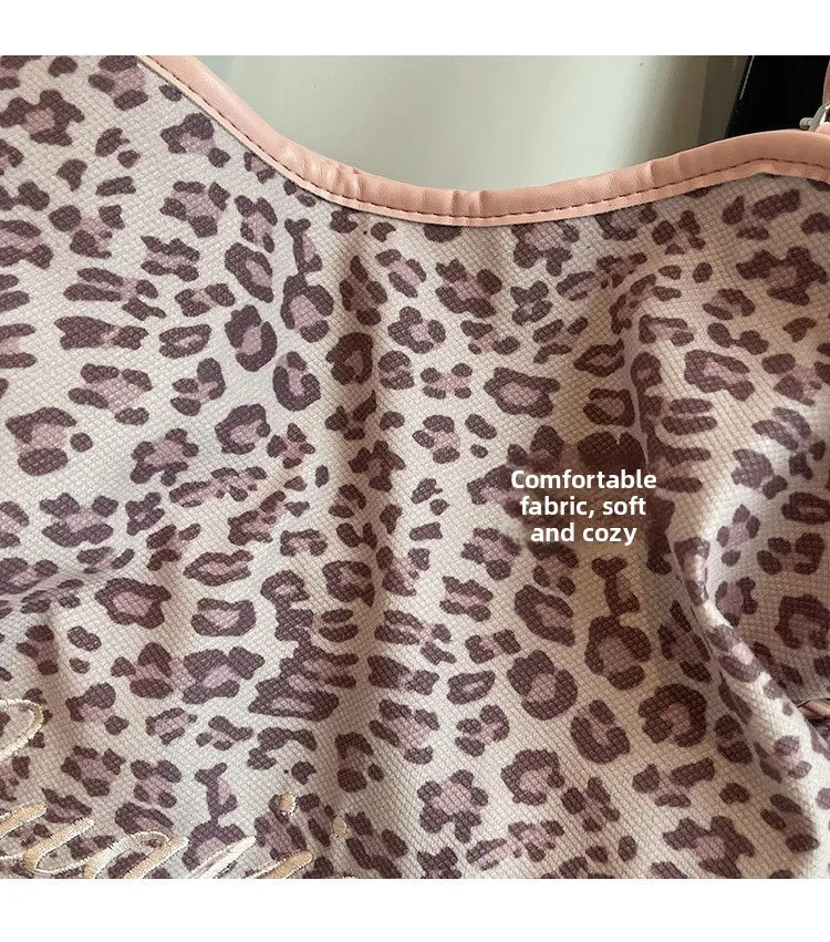 Brand Women's Shoulder Bag Y2k Fashion Sweet Polka Dot Handbag Korean Casual Versatile Leopard Print Brown Frosted Tote Bags