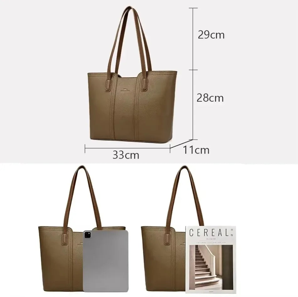 Genuine Soft Pu Leather Handbags for Women Vintage Shoulder Tote Bag Luxury Designer Ladies Large Capacity Purse Bags Sac A Main