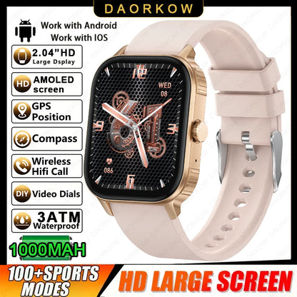 2026 1000mAh Large Battery 2026 New 2.04" HD Display Health Monitor Smart Watch Bluetooth Call IP68 Waterproof Sports Smartwatch