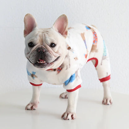 Multi Colors Winter Thick Furry Dog Clothing 4 Legged Fat Dog French Bull Sweatshirts Full Cover Pet Puppy Jumpsuit