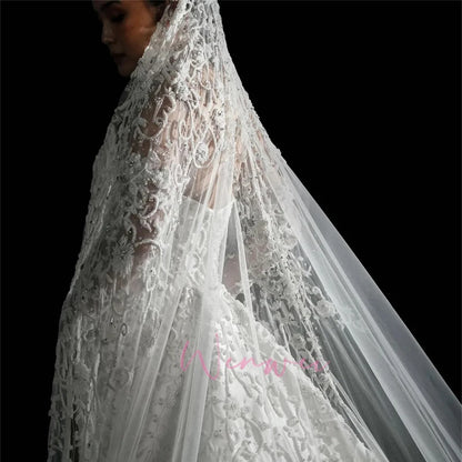 Luxury Peal Beadings O-Neck Exquisite Modern Design Charming Elegant Wedding Bride Dress Shimmering Customized vestidos de novia