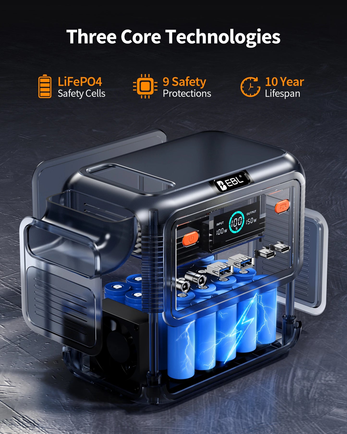 150W 153Wh  Portable Solar Generator Station Battery Power Bank