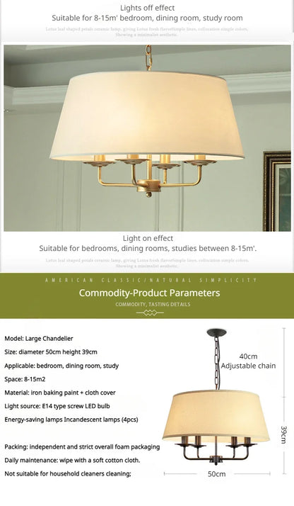 Modern Ceiling Chandeliers Stylish Simplicity Nordic Fabric Lampshade Living Room Dining Bedroom Home Decor Lightings Led Lights