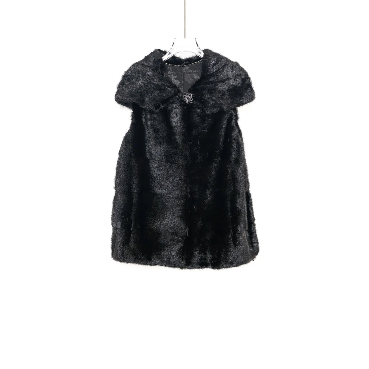 TAJIYANE Real Mink Fur Coat Veste Fourrure Femme Slim Fit Hooded Jackets for Woman Black Whole Mink Fur Vest Sleeveless Куртка