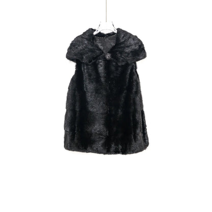 TAJIYANE Real Mink Fur Coat Veste Fourrure Femme Slim Fit Hooded Jackets for Woman Black Whole Mink Fur Vest Sleeveless Куртка