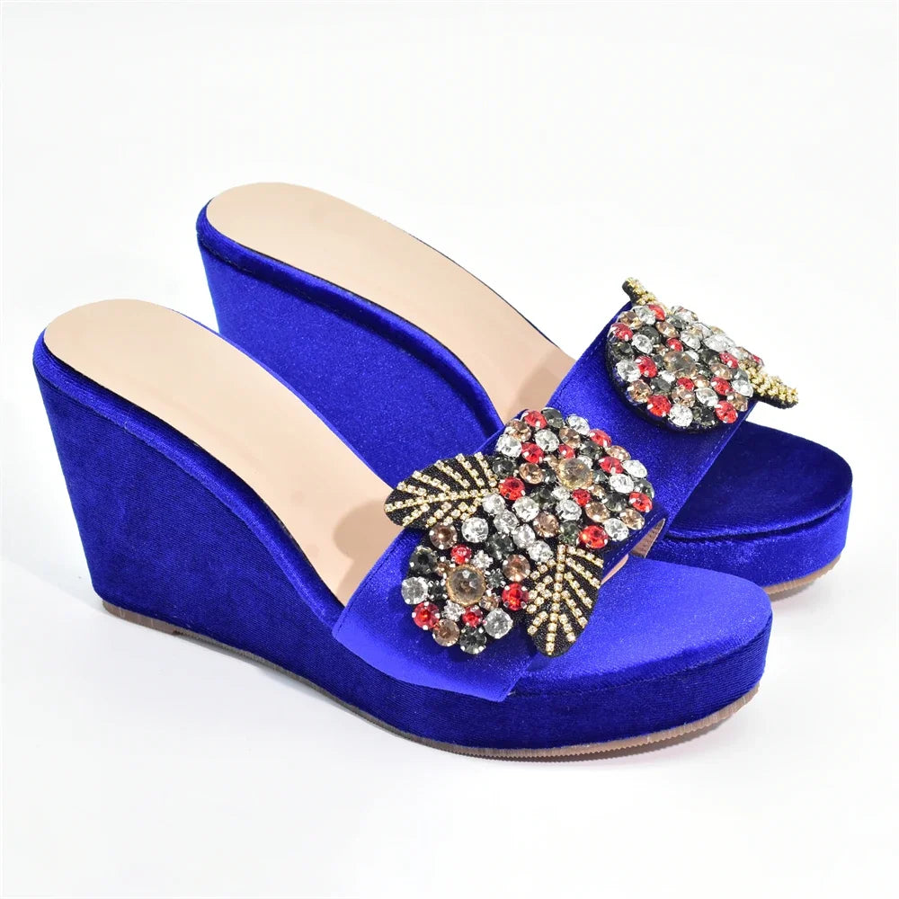 Italian Designers Luxury Round Toe Bright Diamond Elegant Summer Party Women's Platfrom High Heels Shoes Wedding Shoes Bride
