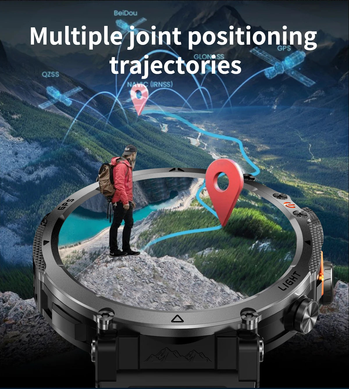 COANR2026 New Military Smart Watch 850mAh Battery GPS trace Compass 3ATM Waterproof Tactics Sport Flashlight call SmartWatch Men