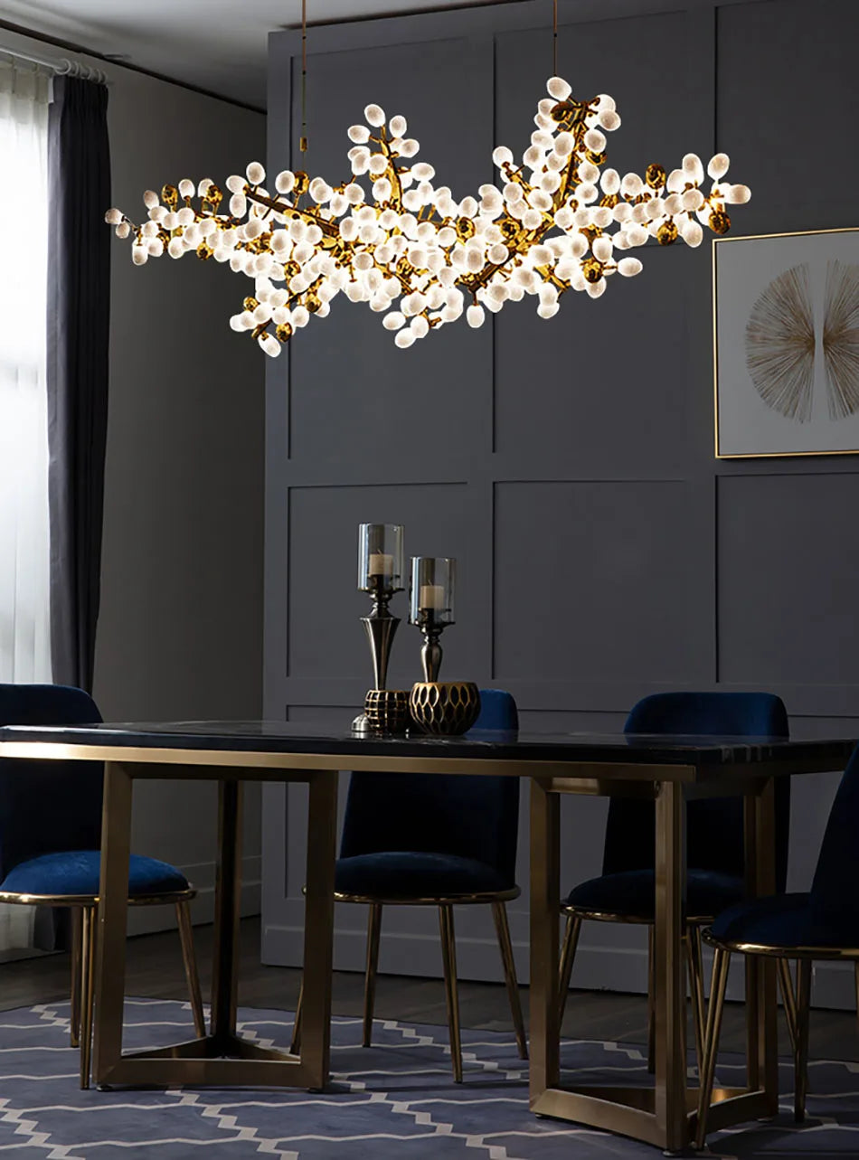 Nordic Luxury Grapes Bunch Hanging Chandelier Lamp for Dining Room Living Room Loft Villa Hotel Hall Decor Pendant Lights