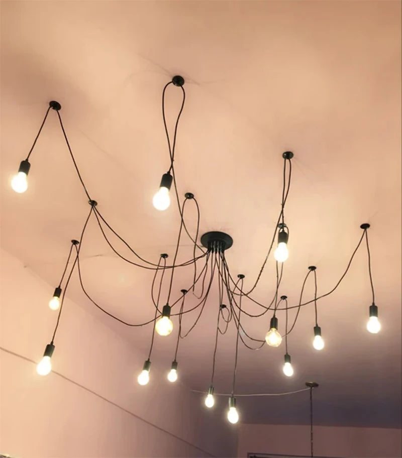DIY Spider Lights Vintage Chandelier Edison Industrial Hanging Lamp Ceiling Multiple Pendant Light Kitchen Farmhouse Living Room