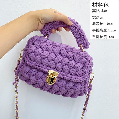 New Rope Woven Women Handbags Designer Knitting Chains Shoulder Crossbody Bag Casual Lady Hand Bags Small Flap Purses