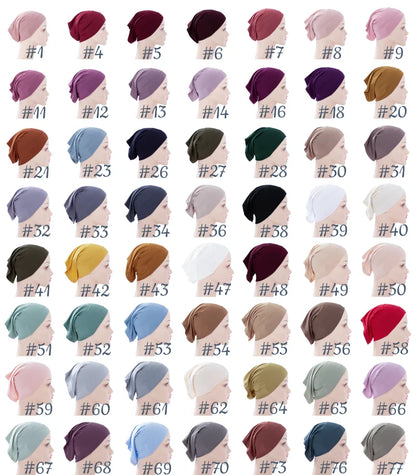 56colors Fashion Women Inner Hijab Tube Muslim Cap Bonnet Plain Islamic Underscarf Bamboo Jersey Undercaps