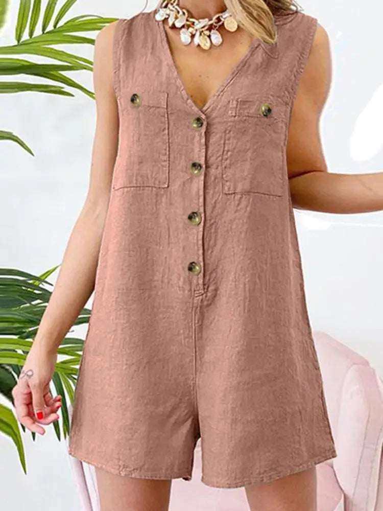Stylish Women V Neck Sleeveless Rompers 2023 ZANZEA Summer Jumpsuits Short Playsuits Casual Solid Loose Beach Overalls Oversized