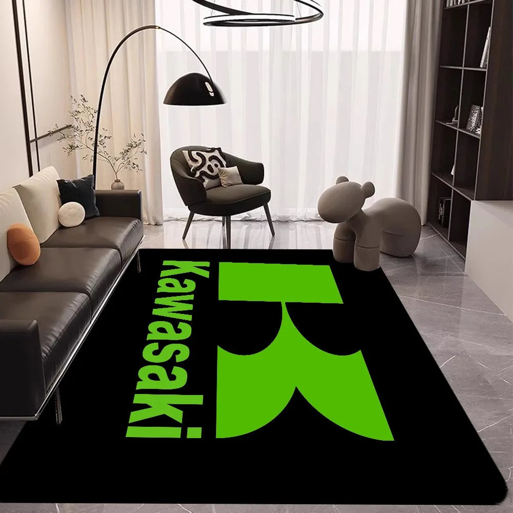 Kawasaki Motorcycle Printed Carpet Non-slip Carpet Carpets for Living Room or Bedroom Non-Slip Rug for Sofa or Kids' Area Decor
