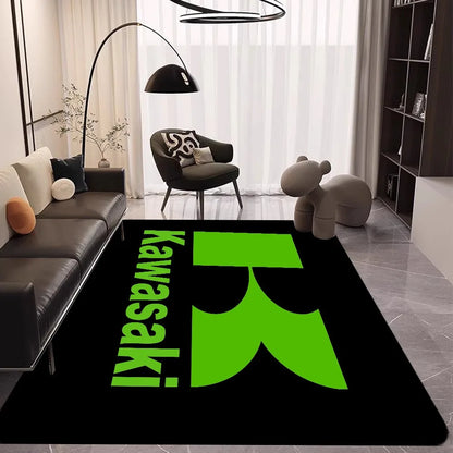 Kawasaki Motorcycle Printed Carpet Non-slip Carpet Carpets for Living Room or Bedroom Non-Slip Rug for Sofa or Kids' Area Decor