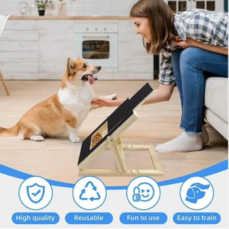 Wooden Pet Scratching Board for Dogs with Built-in Treat Box Nail Trim Pad Pull-Out Design Sandpaper Surface Scratch Toy