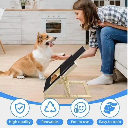 Wooden Pet Scratching Board for Dogs with Built-in Treat Box Nail Trim Pad Pull-Out Design Sandpaper Surface Scratch Toy