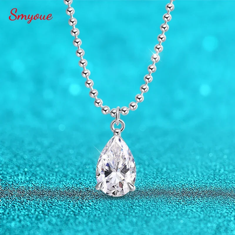 Smyoue 2CT 3CT 5CT 6CT Pear Cut Moissanite Necklace for Women Classic Pendant Sterling Silver 925 Plated 18K Jewelry Wholesale