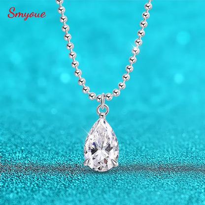 Smyoue 2CT 3CT 5CT 6CT Pear Cut Moissanite Necklace for Women Classic Pendant Sterling Silver 925 Plated 18K Jewelry Wholesale