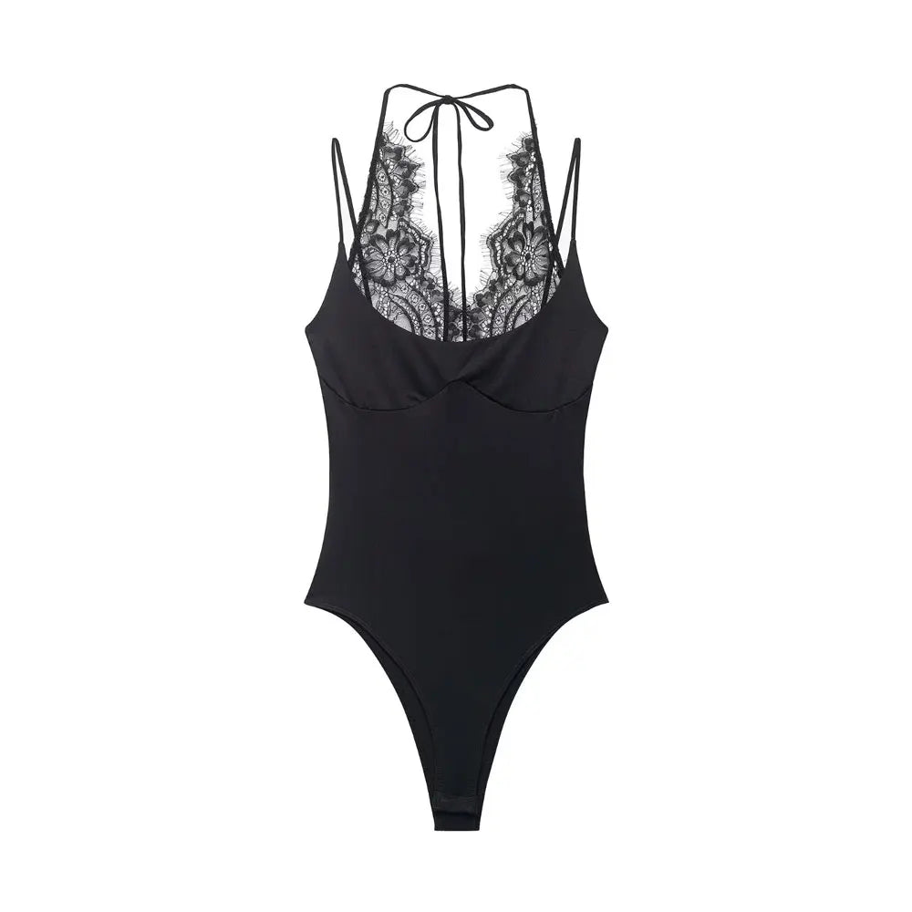 HH Women Sexy Lace Bodysuits Fashion Spaghetti Strap Sleeveless Backless 2026 Summer Bodysuit Beach Party Casual Rompers