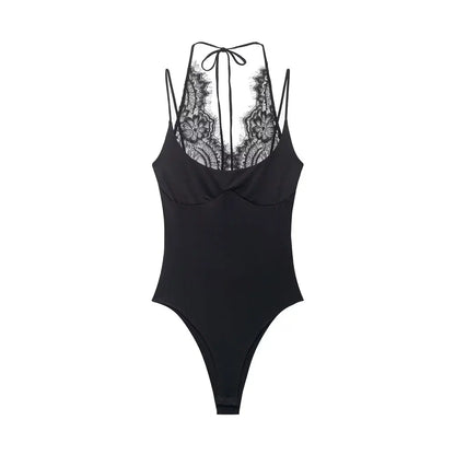 HH Women Sexy Lace Bodysuits Fashion Spaghetti Strap Sleeveless Backless 2026 Summer Bodysuit Beach Party Casual Rompers