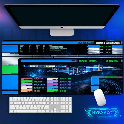 Starship Blueprint Pad Desk Pad HYBXAXC Gamer Computer Cabinet Star Trek Game Office Accessories Keyboard Anime Extended Large