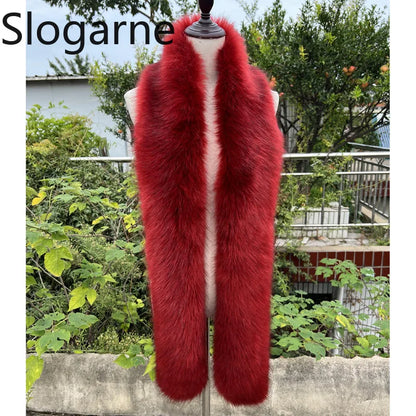 American 180cm Super Long Faux Fox Fur Scarf Winter Women Cosplay Warm Fashion Neck Decor Fluffy Shawl Wrap Luxury Furry Scarves