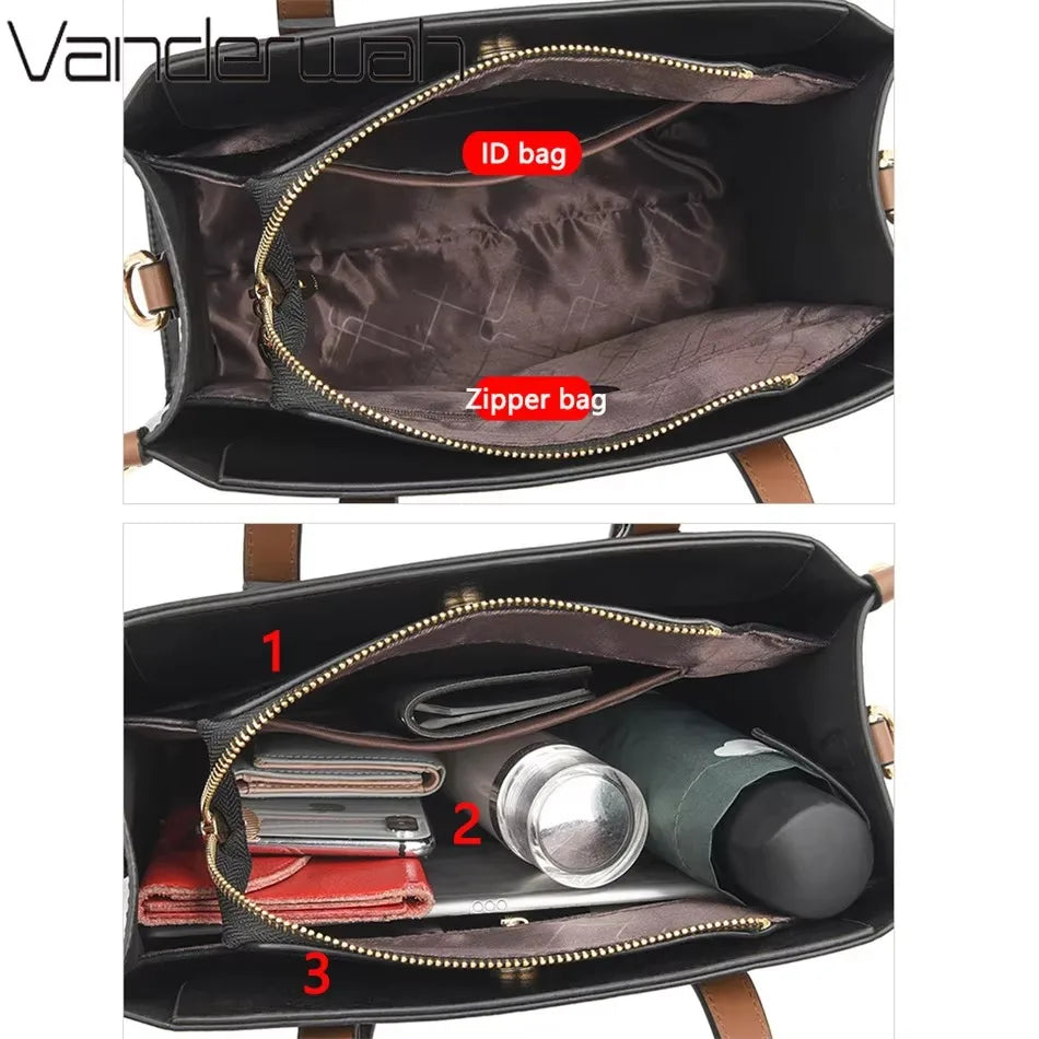 Genuine Soft Pu Leather Handbags for Women Vintage Shoulder Tote Bag Luxury Designer Ladies Large Capacity Purse Bags Sac A Main