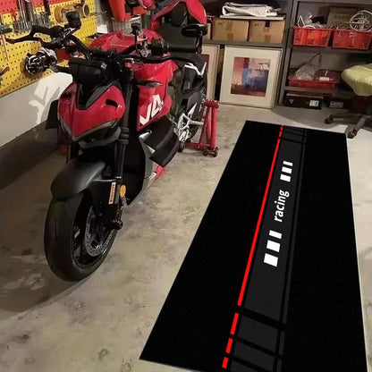 VIKAMA Red Stripe Racing Pit Mat Waterproof Anti Slip Wear Resistant Rug For Garage Motorcycle Maintenance Parking Carpet