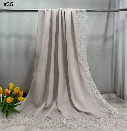 2026 New Rayon Cotton Modal Hijab Scarf Lace Splicing Turban Breathable Women Shawl Cotton Plain Scarf Headscarf Women Hijabs