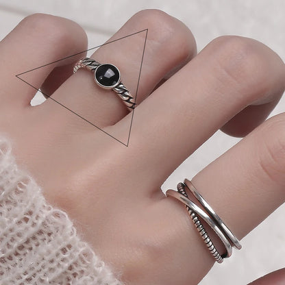 VENTFILLE 925 Sterling Silver Geometric Multilayer Round Bead Ring Female Fashion Punk Temperament Prevent Allergy Charm Jewelry