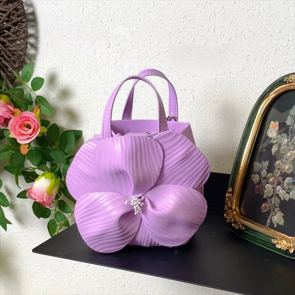 Innovative Chinese-Style Floral Bucket Bag Drawstring French Mini Tote Bag Flower Bucket Purse Women Luxury Designer Handbags