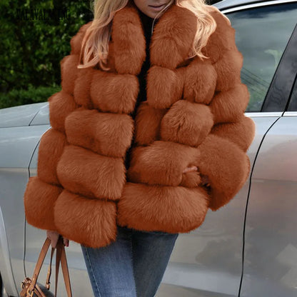 2026 Women Winter Plus Size Faux Fur Coat Female Loose Furry Long Sleeve Plush Jacket Ladies Large Fake Fur Warm Fluffy Cardigan