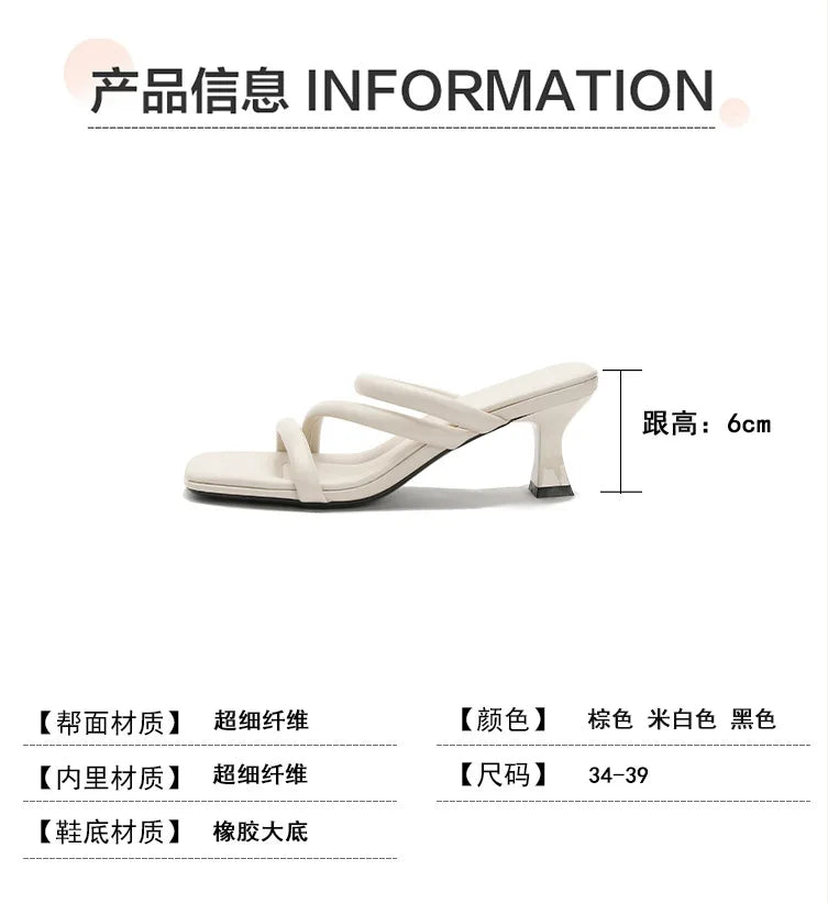 Elegant Ladies Glass Tacones Slippers Open Toe Thick Band Sandals Women High Heels Shoes Wedges Open Toe Slides Beach Sandalias