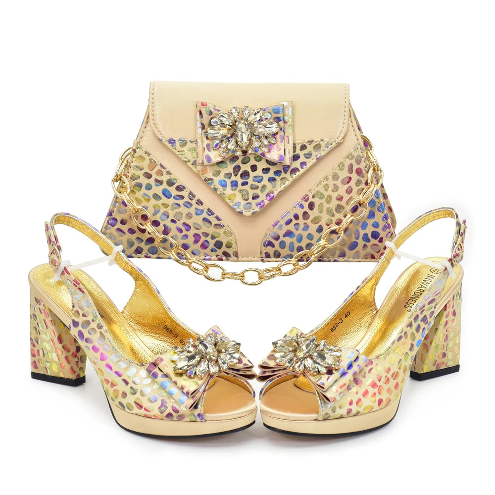 African Matching Shoes and Bags for Party Nigerian Ladies Super High Heels Sandals for Party Elegant Heeled Shoes for Women