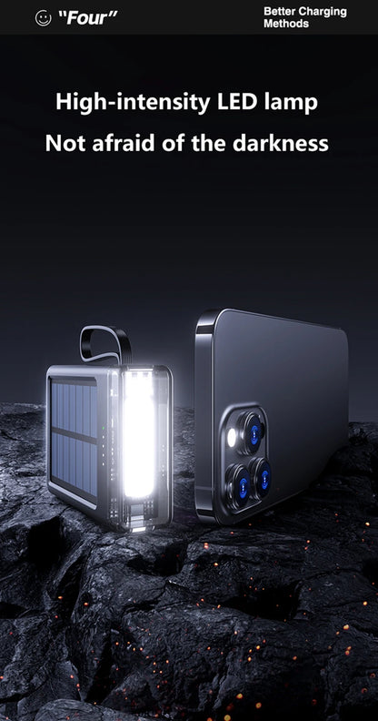 Lenovo 50000mAh Fast Charging solar compact portable LED light mobile power bank built-in cable power bank suitable for iPhone