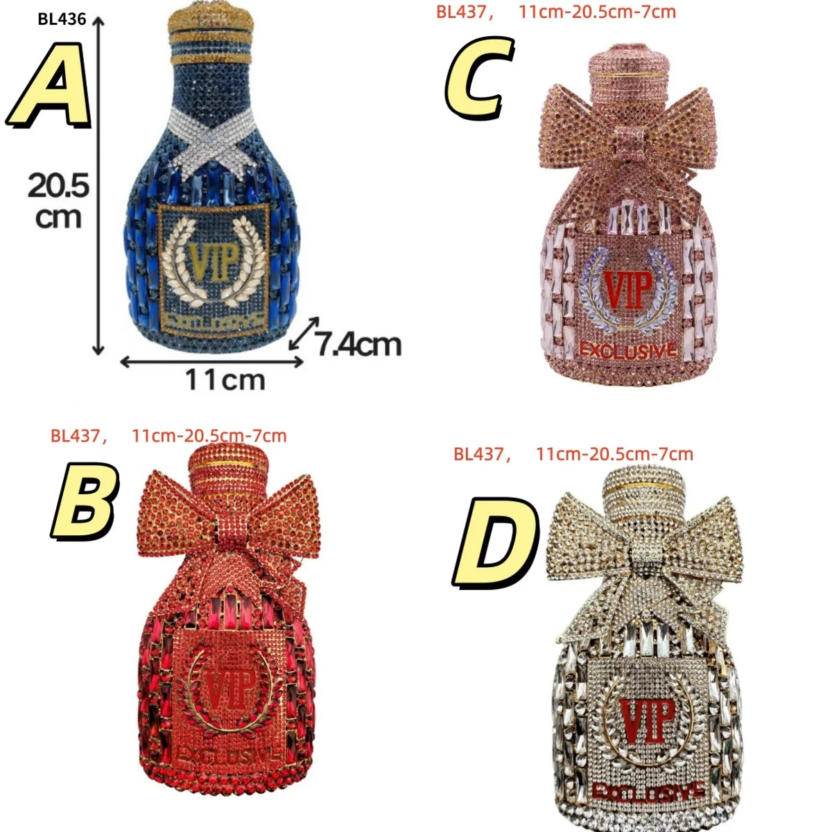 Champagne Bottle Bag Hollow Rhinestone Diamond Evening Bag Party Wedding Banquet Clutch Purse for Women Sac De Marque Luxe Femme