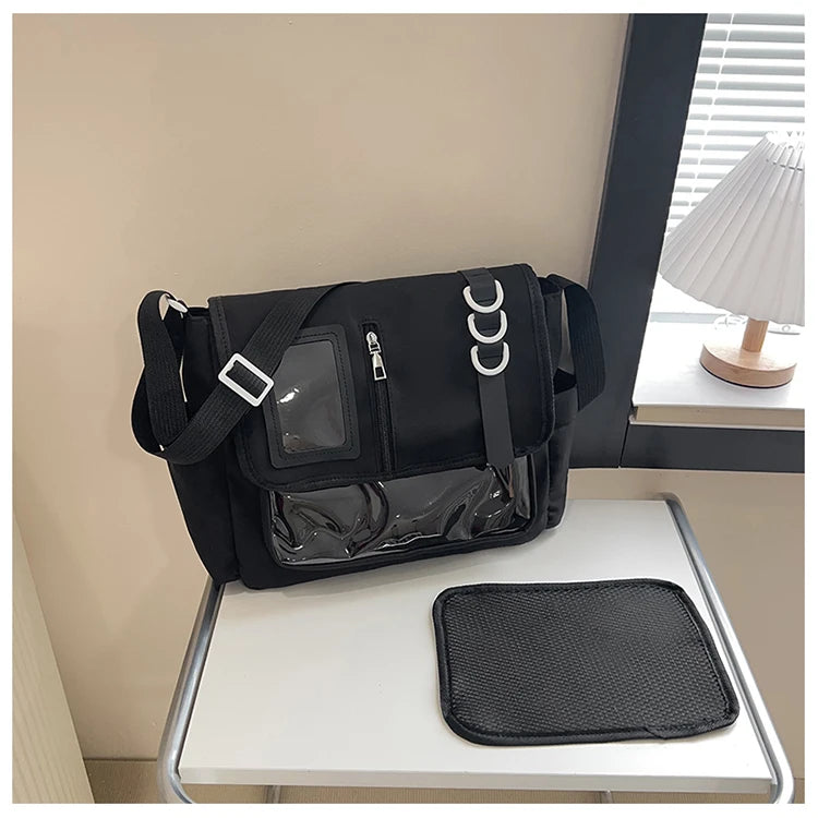 Y2K Japanese Harajuku School Bags for Girls New Transparent Itabag Crossbody Bag DIY Badges Display Plate Ita Bag